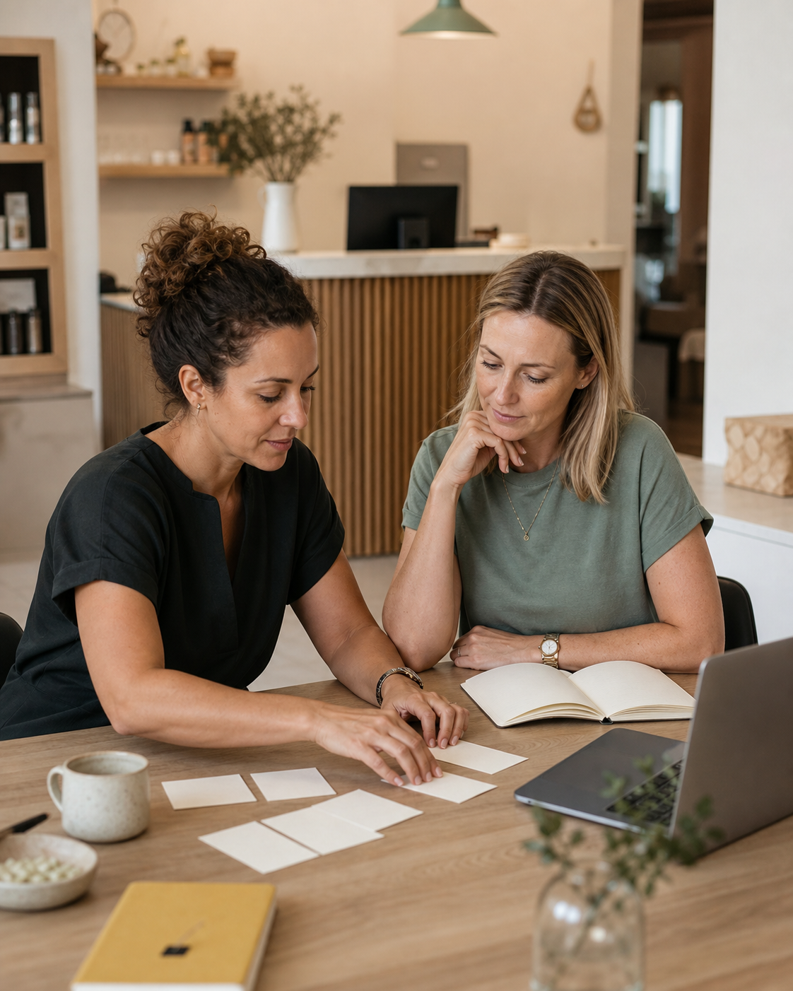 A clinic owner and colleague creating a simple shared workflow